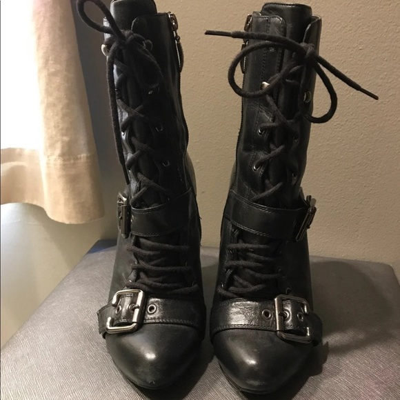 Guess Lace Up Buckle Combat Boots - Picture 6 of 8